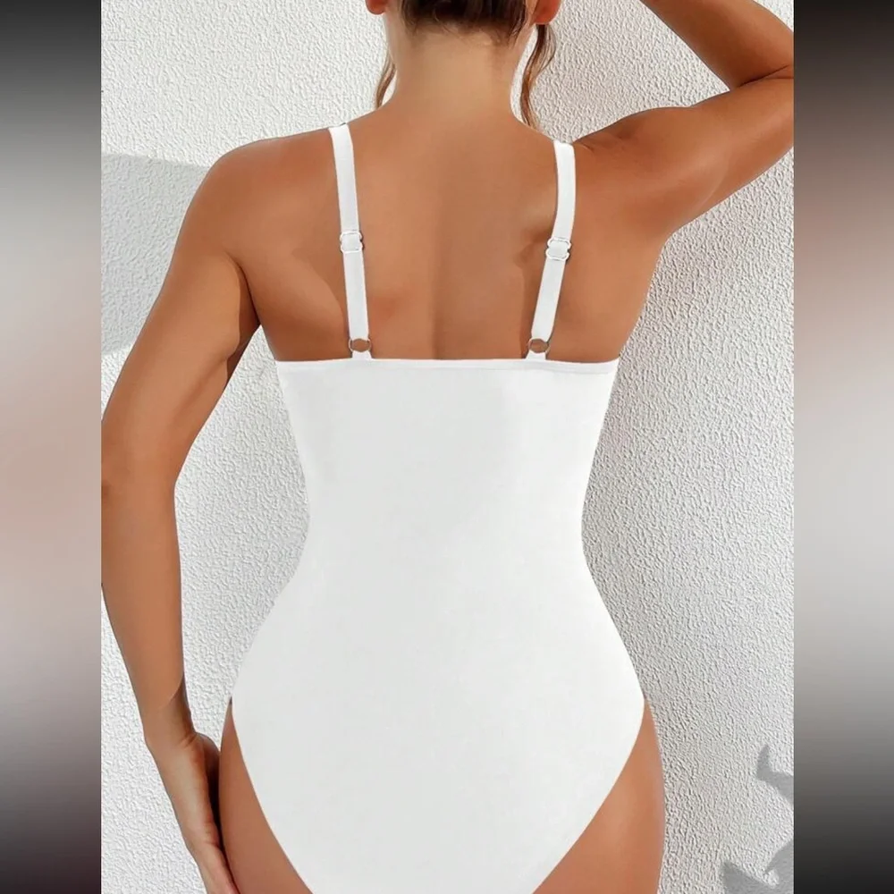 Luxe white mesh insert one piece swimsuit